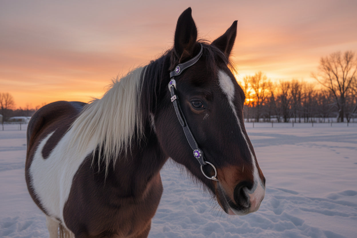 wildwestrebell Westernträns med lila och vita stenar läder