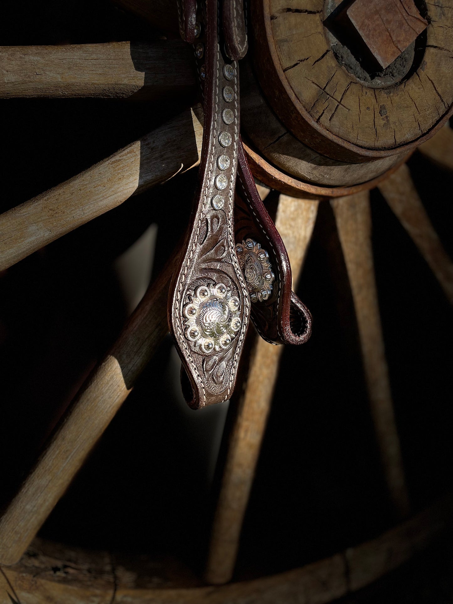 WWR träns brown leather bling one ear leather