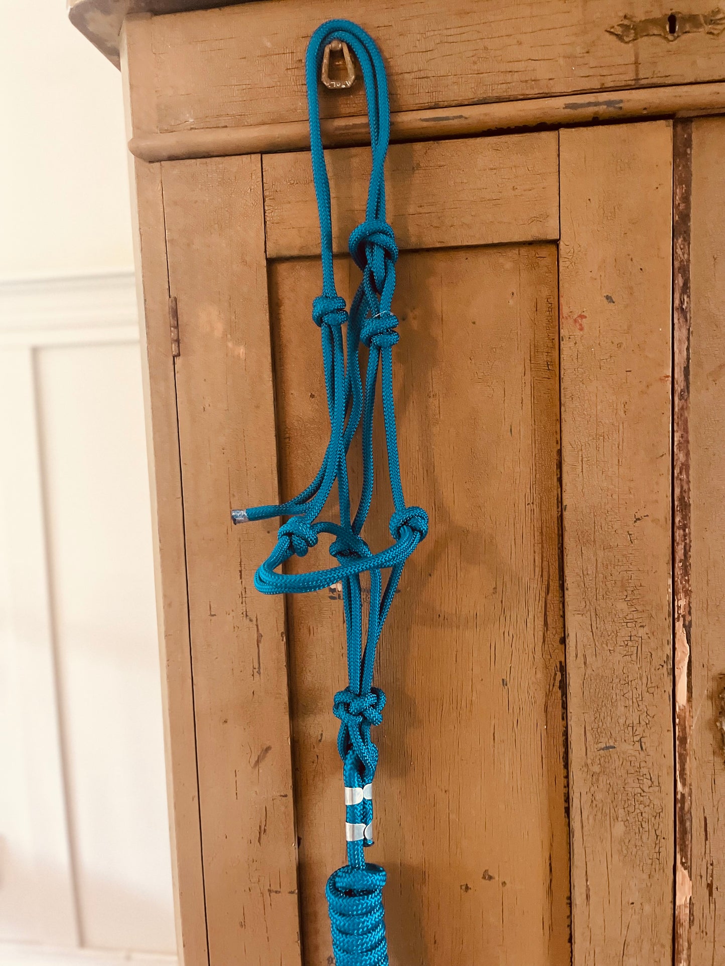 WWR Rope halter repgrimma mörk turkos blå grön med grimskaft