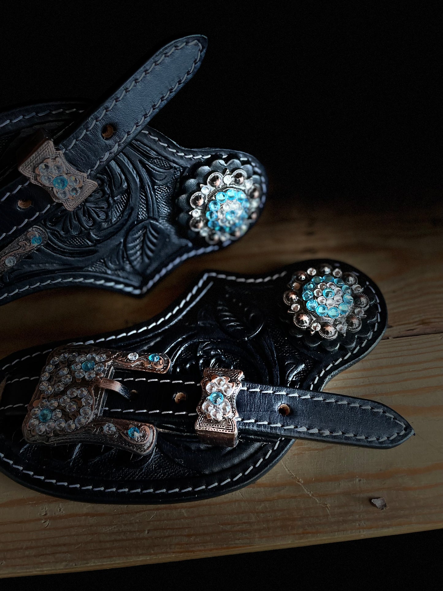 wildwestrebell sporrläder spurs leather Black turkos dream on