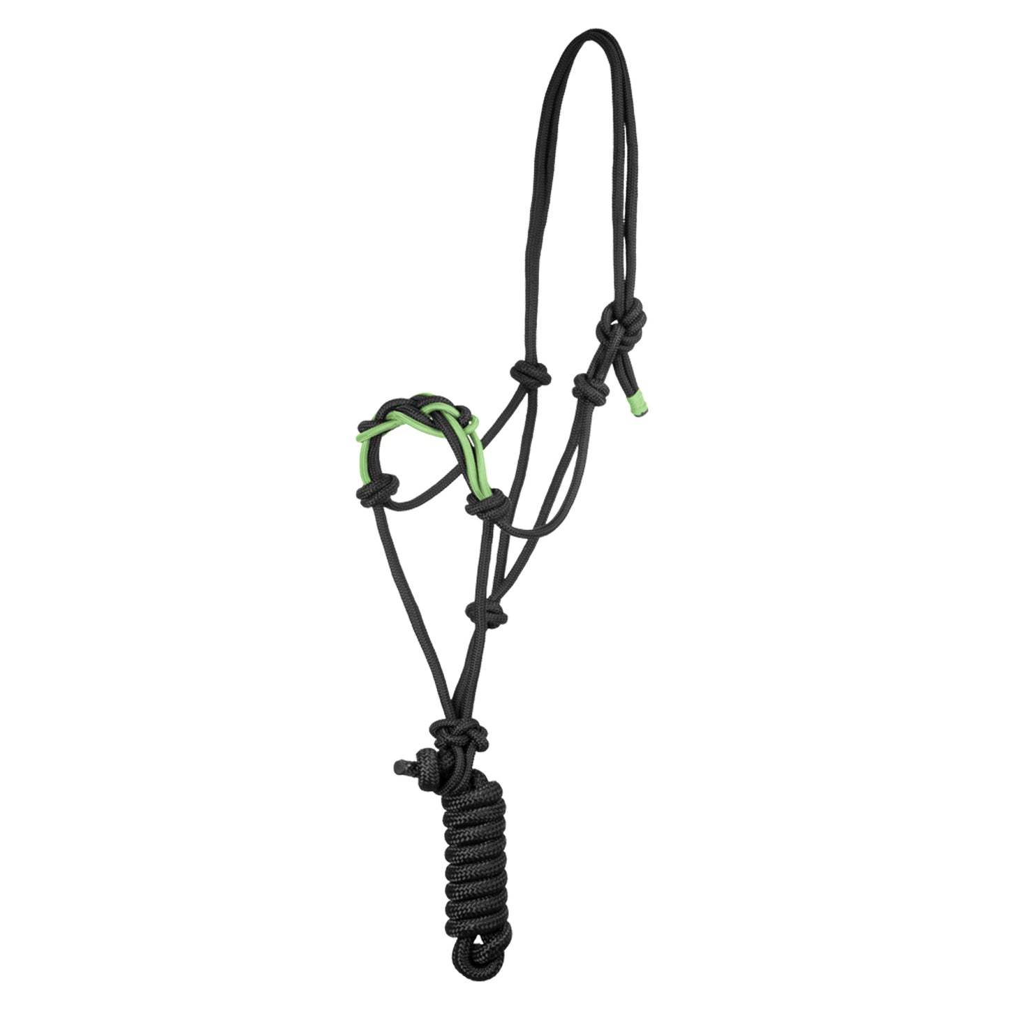 WWR Rope halter repgrimma svart grön med grimskaft