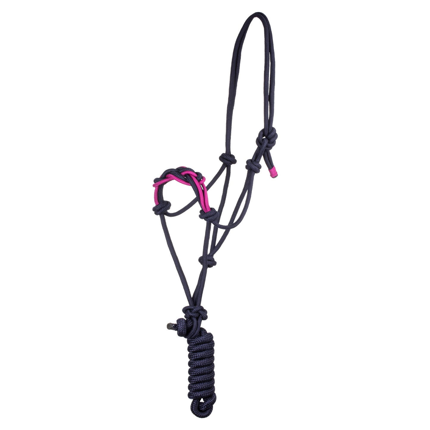 wildwestrebell repgrimma Rope halter fuschia/navy flätad med grimskaft