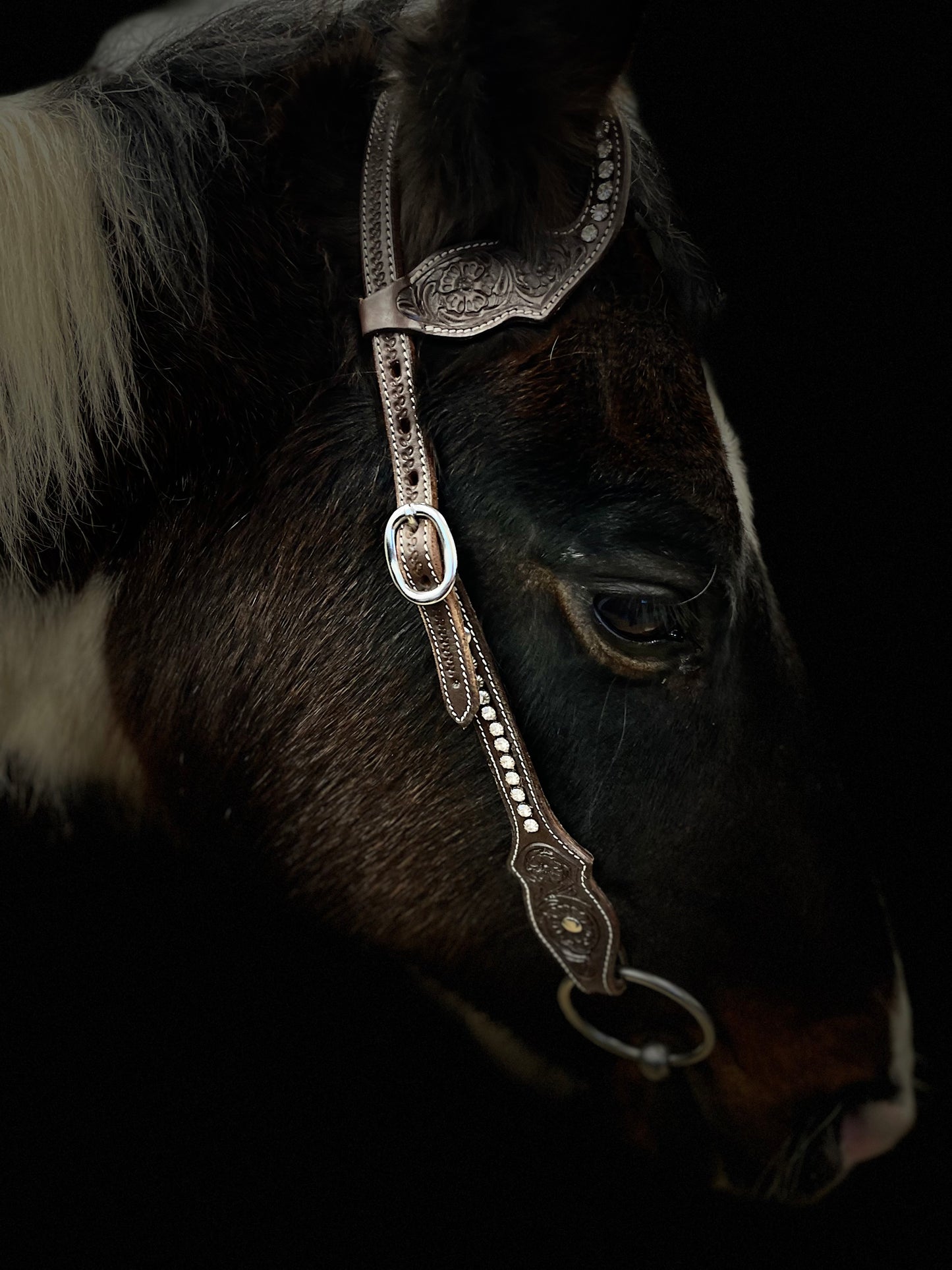 Wildwestrebell Westernträns med två one ears bling mörkbrun