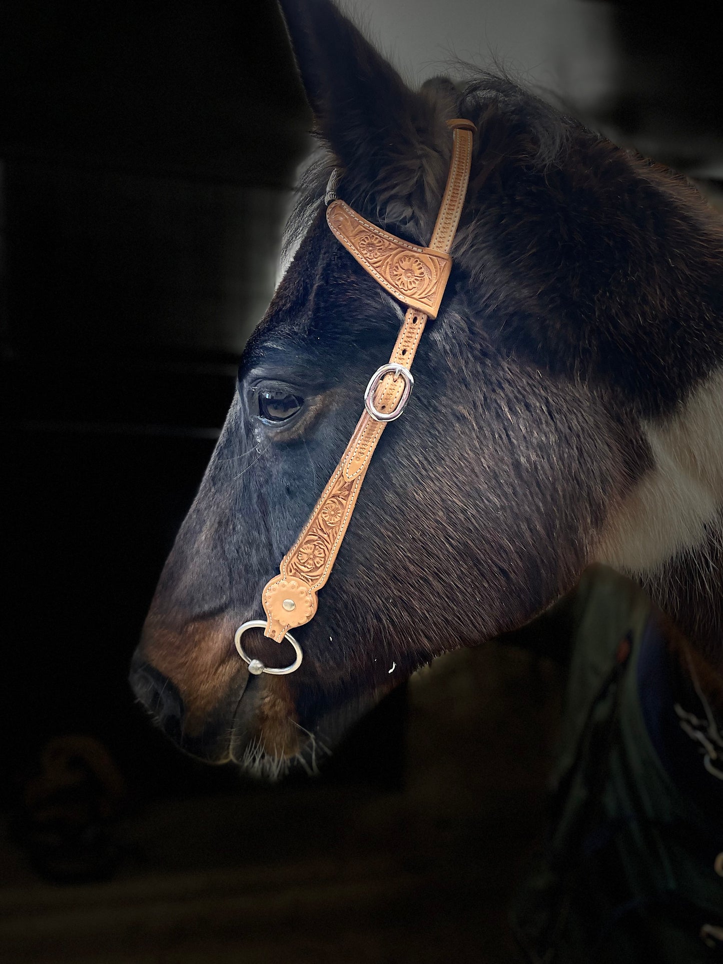 Wildwestrebell Westernträns med två one ears silver ljus brun