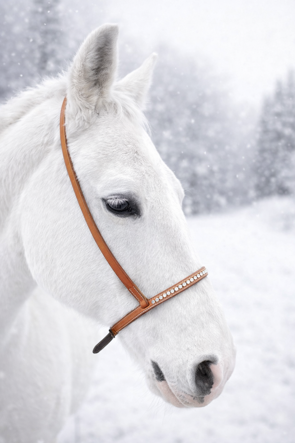 wildwestrebell Moutshutter Nosgrimma med vita strasstenar chestnut ljus