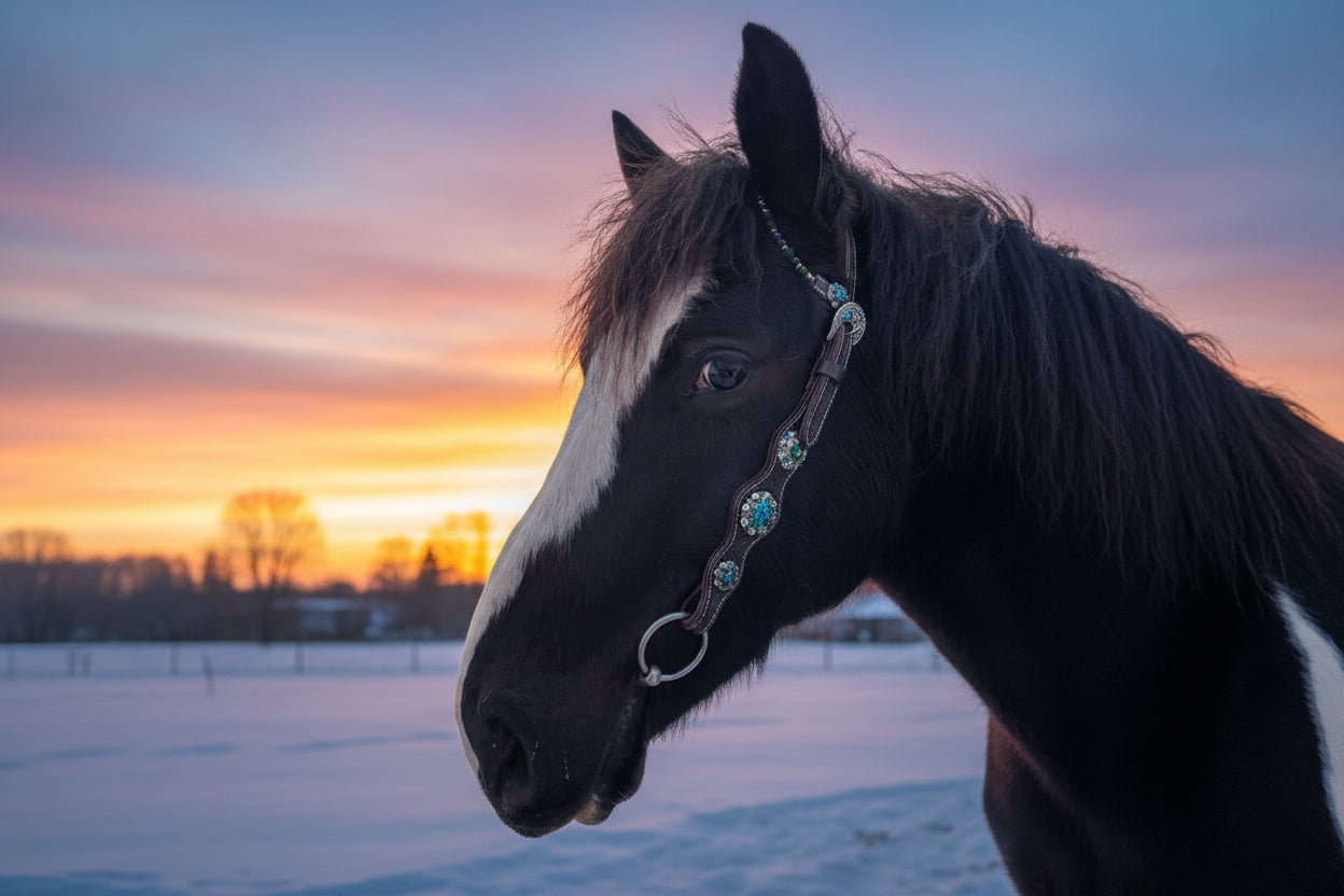 Wildwestrebell Westernträns med två one ears ¨pearl  turkos/grön blå