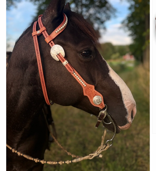 WWR träns western träns med silver och pärl  detaljer