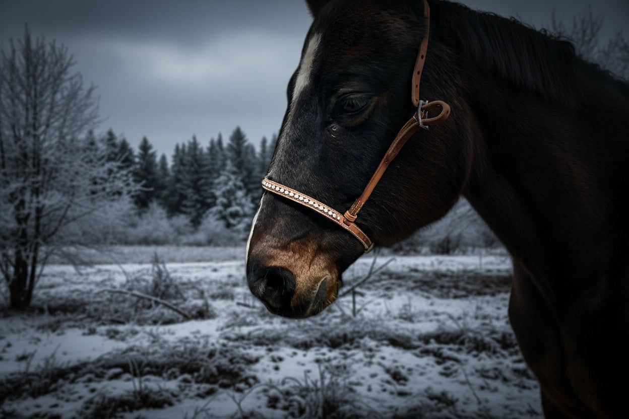 wildwestrebell Moutshutter Nosgrimma med vita strasstenar chestnut ljus