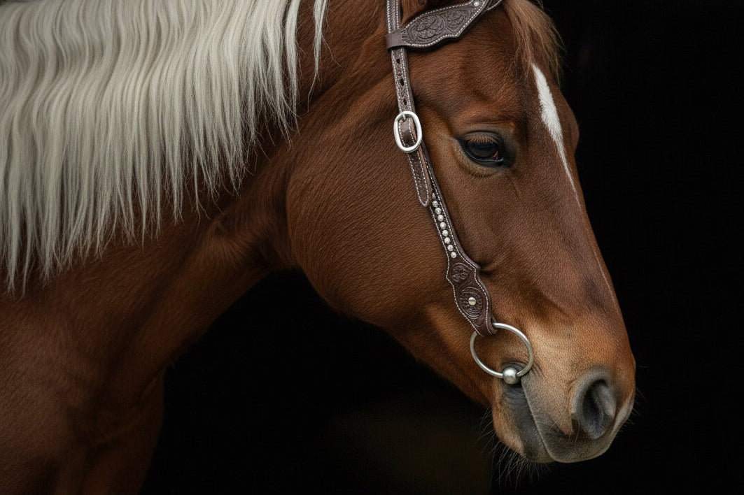 Wildwestrebell Westernträns med två one ears bling mörkbrun