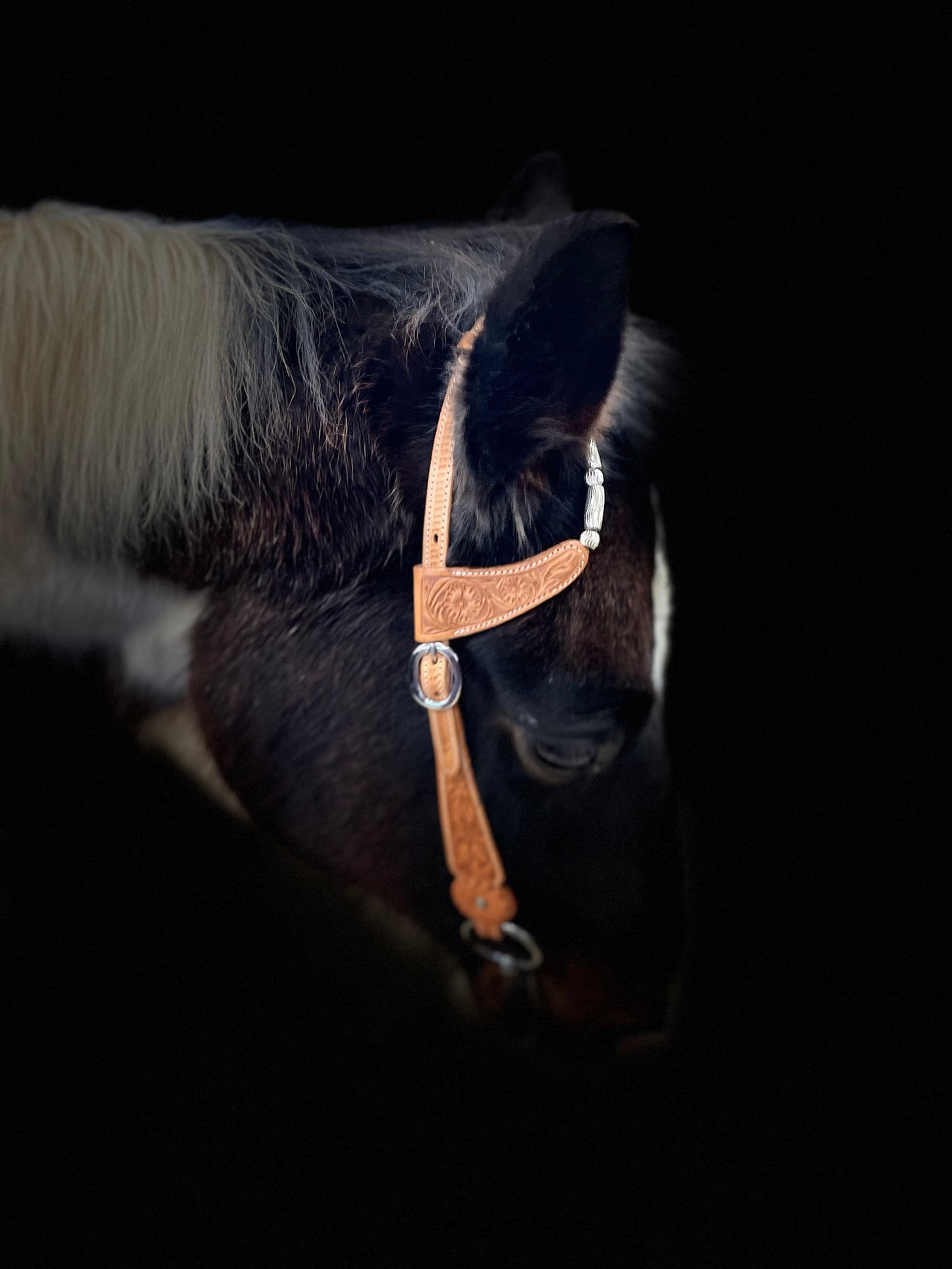 Wildwestrebell Westernträns med två one ears silver ljus brun