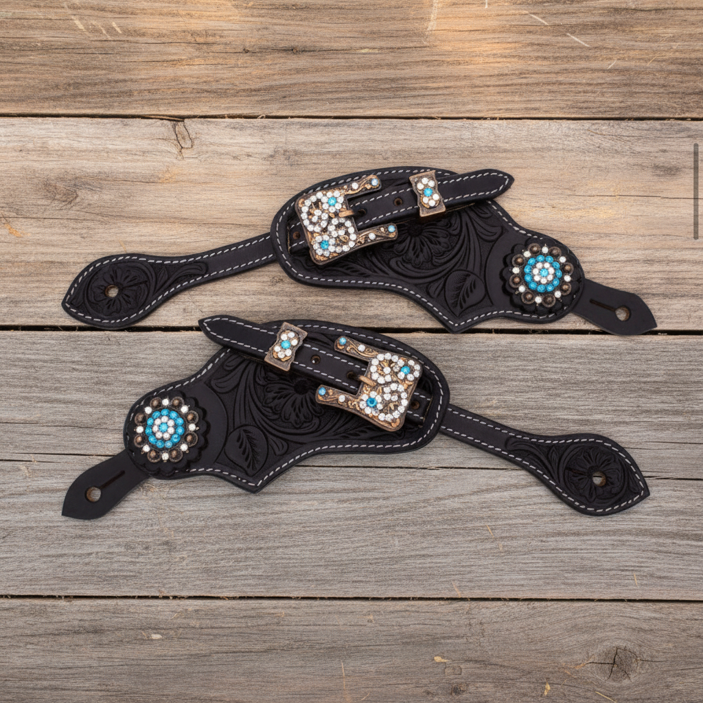 wildwestrebell sporrläder  spurs leather Black turkos dream on