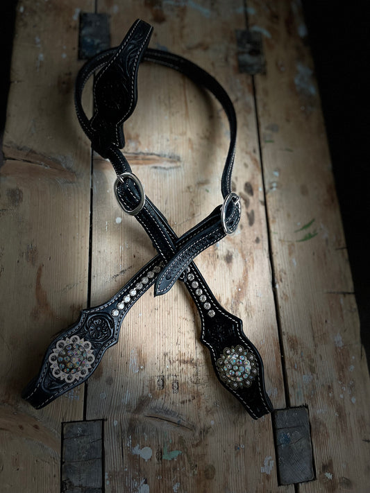 WWR träns  black leather bling