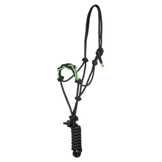 WWR   Rope halter svart grön med grimskaft