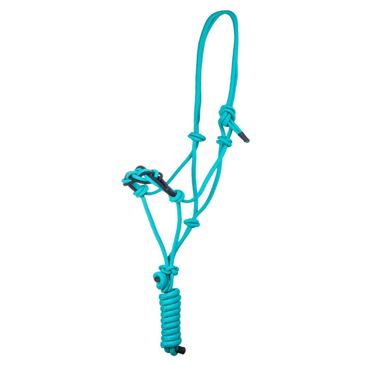 WWR   Rope halter turkos flätad med grimskaft