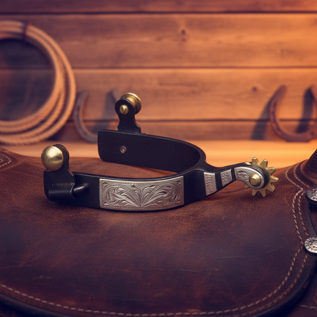 Wwr sporrar BLACK SPURS WITH METAL PLATE