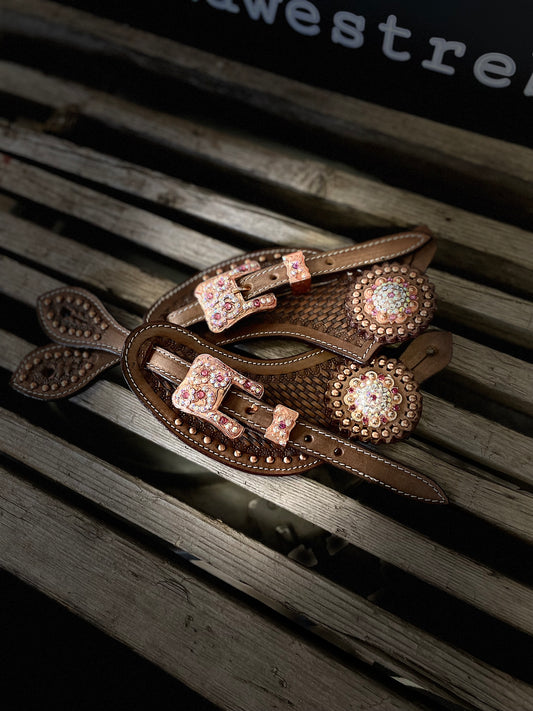 wildwestrebell sporrläder i rosa rose spurs leather Brown rosé dream