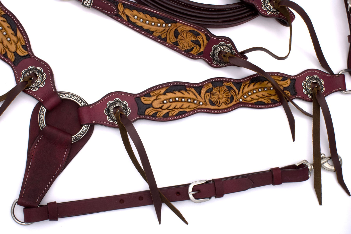 WWR Western set with two-eared snaffle and breast collar in vintage look with leather straps