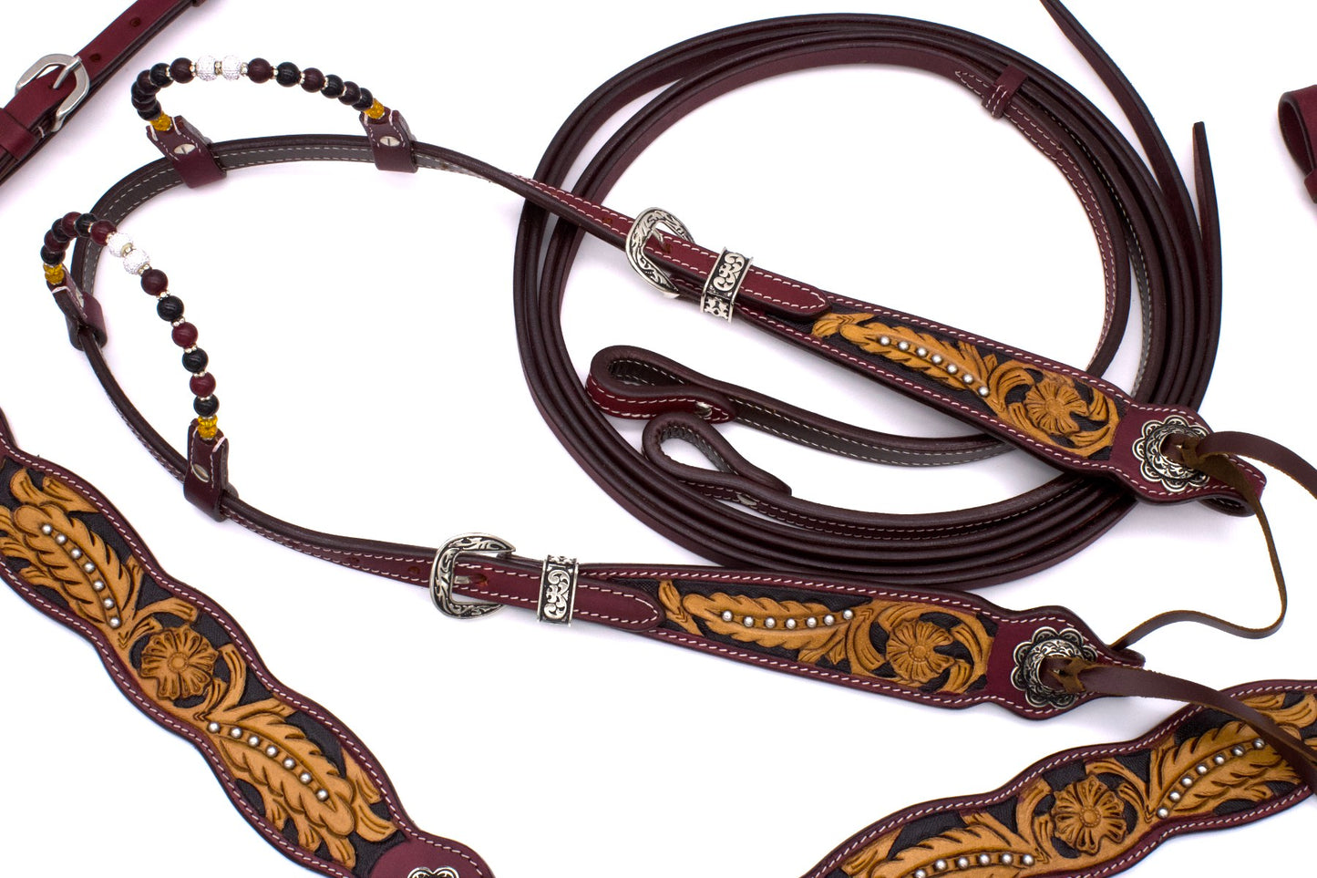 WWR Western set with two-eared snaffle and breast collar in vintage look with leather straps