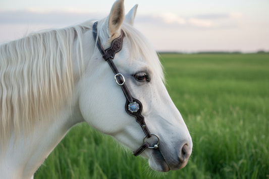 Wildwestrebell Westernträns med Enkelt Öra & Cheek lila /turkos